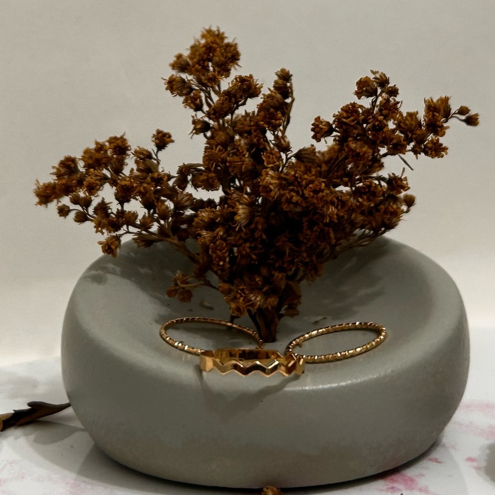 3 piece set ring, stainless steel gold color